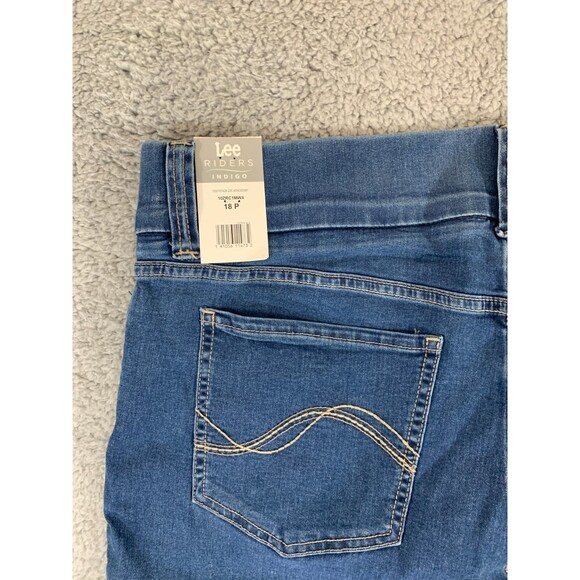 Women's Lee Riders Indigo 18P Jeans Bootcut Flare / Straight Cut Double Button - Picture 4 of 10